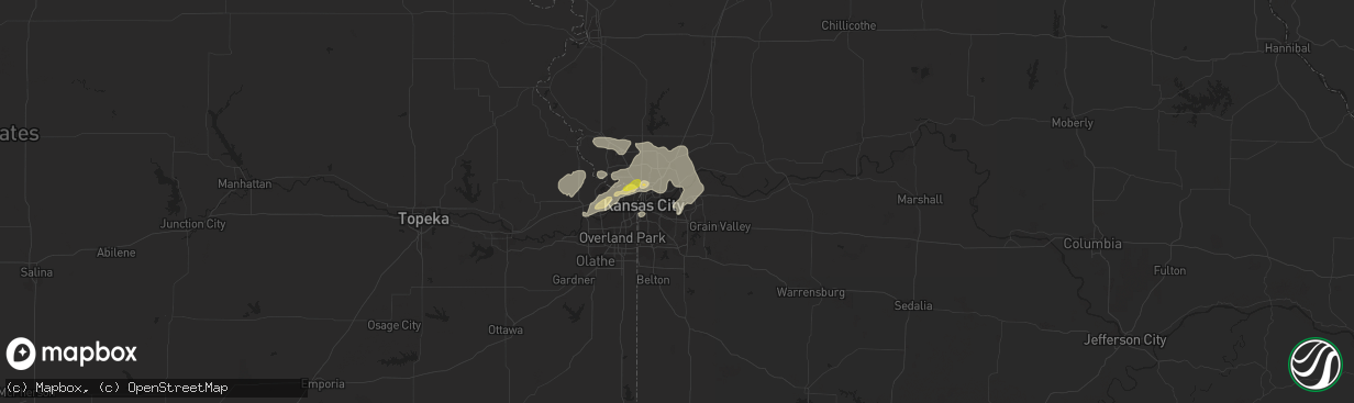 Hail map in Independence, MO on August 21, 2017