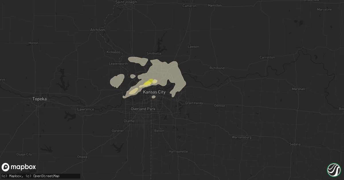 Hail map in Independence, MO on August 21, 2017