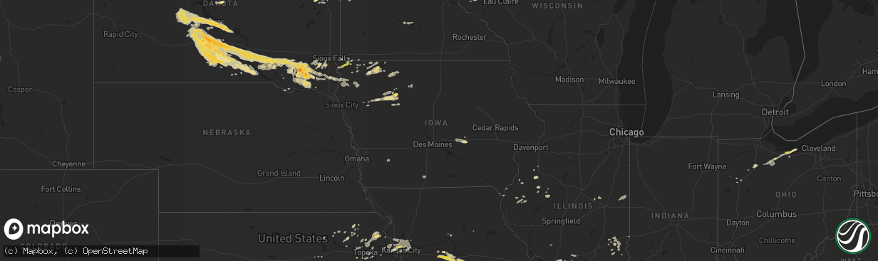 Hail map in Iowa on August 21, 2017