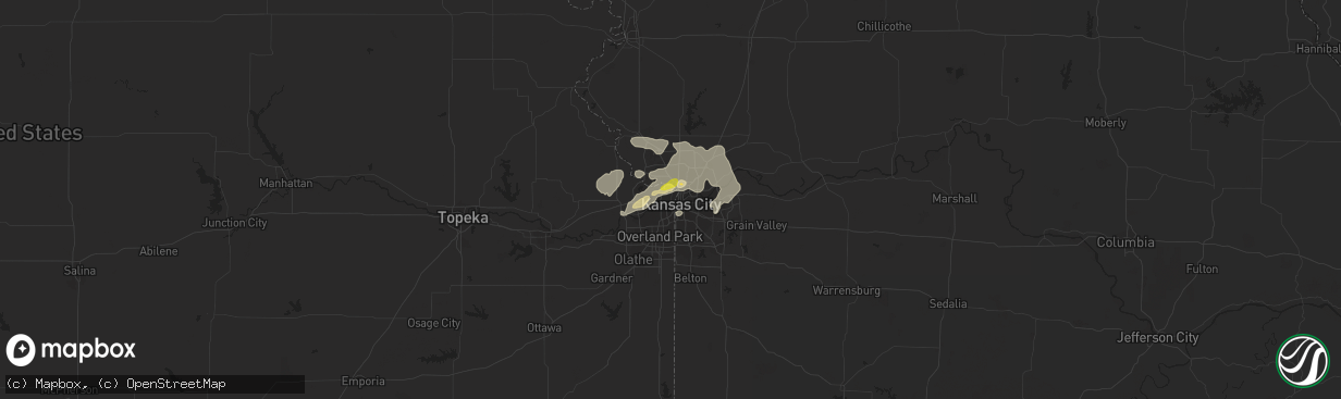 Hail map in Kansas City, KS on August 21, 2017