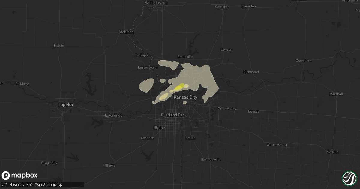 Hail map in Kansas City, KS on August 21, 2017