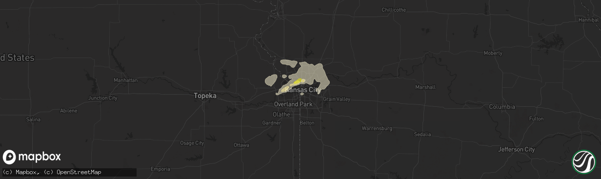 Hail map in Kansas City, MO on August 21, 2017