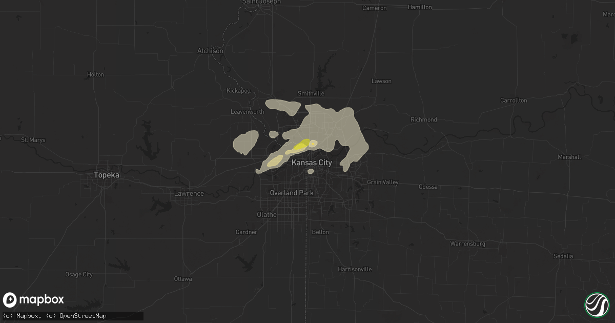 Hail map in Kansas City, MO on August 21, 2017
