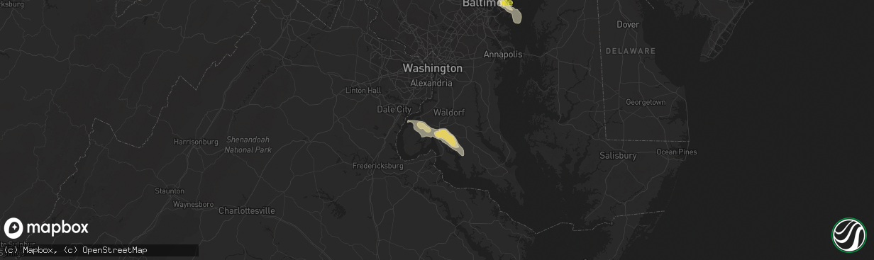 Hail map in La Plata, MD on August 21, 2017