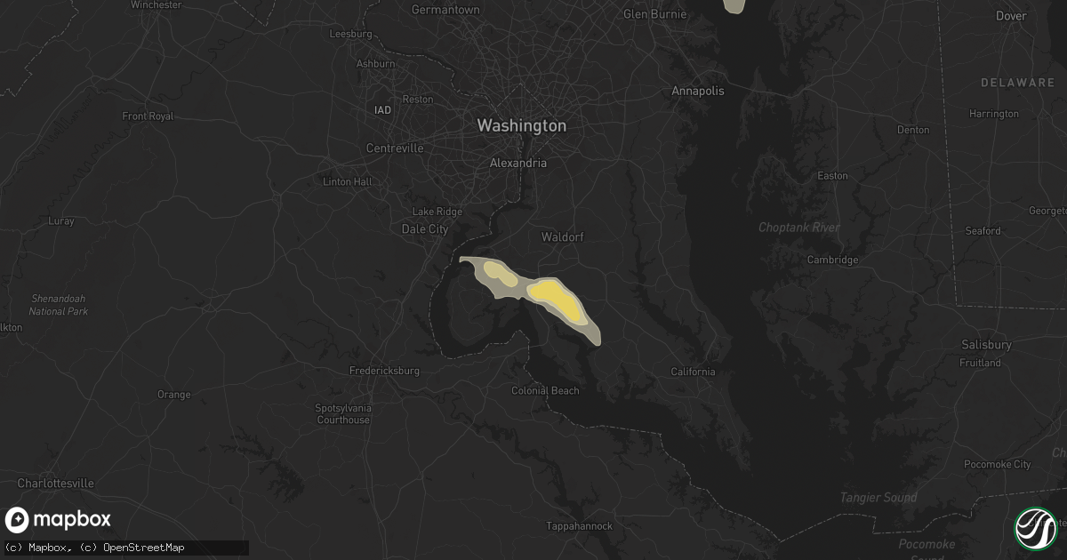 Hail map in La Plata, MD on August 21, 2017