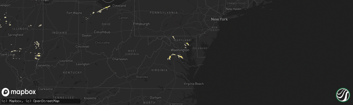 Hail map in Maryland on August 21, 2017