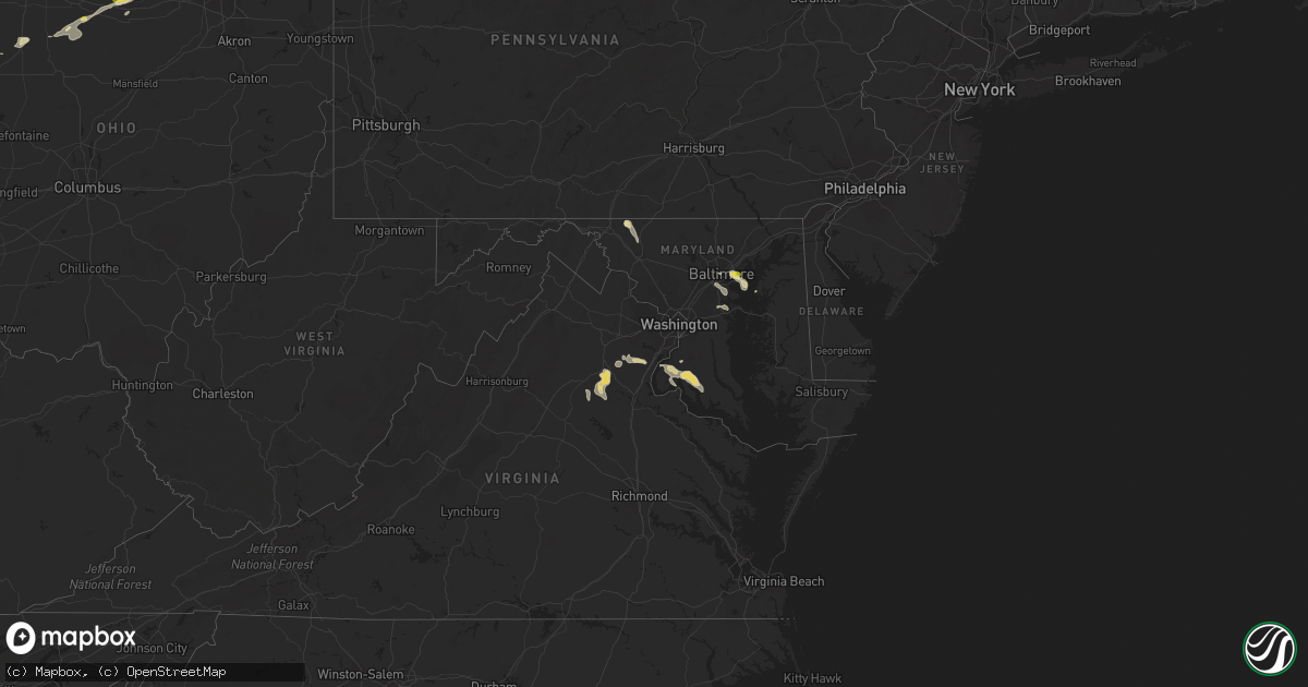 Hail map in Maryland on August 21, 2017