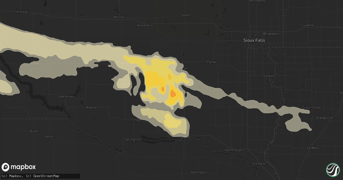 Hail map in Menno, SD on August 21, 2017
