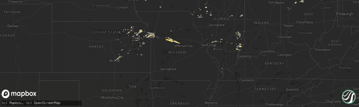 Hail map in Missouri on August 21, 2017