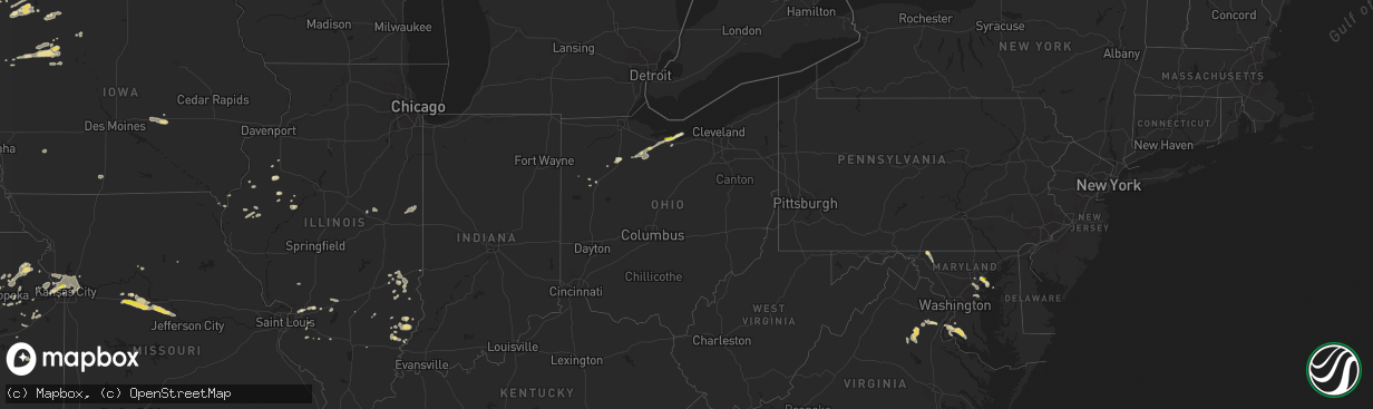 Hail map in Ohio on August 21, 2017