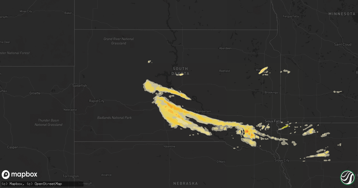 Hail map in South Dakota on August 21, 2017