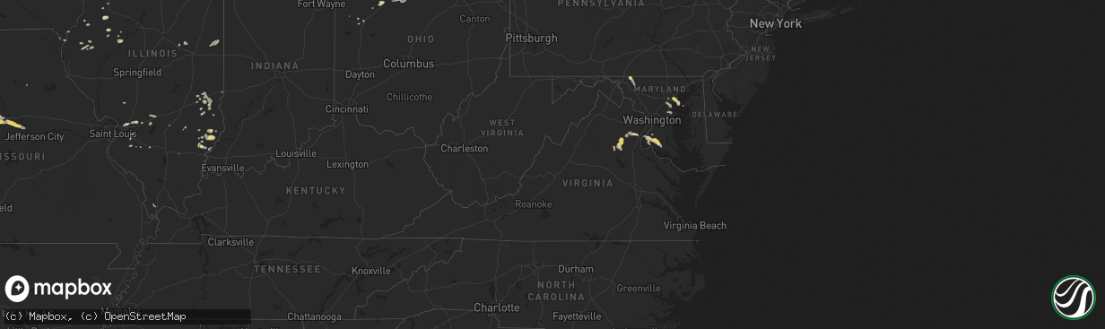 Hail map in Virginia on August 21, 2017