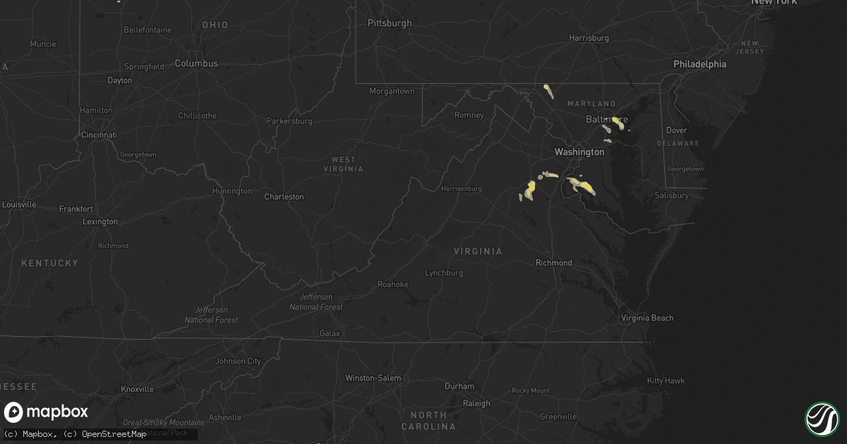 Hail map in Virginia on August 21, 2017