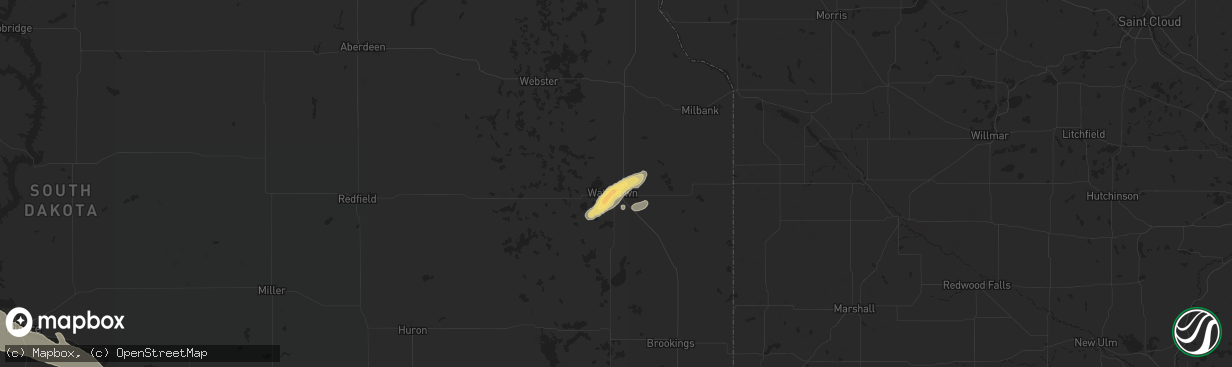 Hail map in Watertown, SD on August 21, 2017