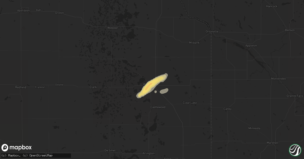 Hail map in Watertown, SD on August 21, 2017