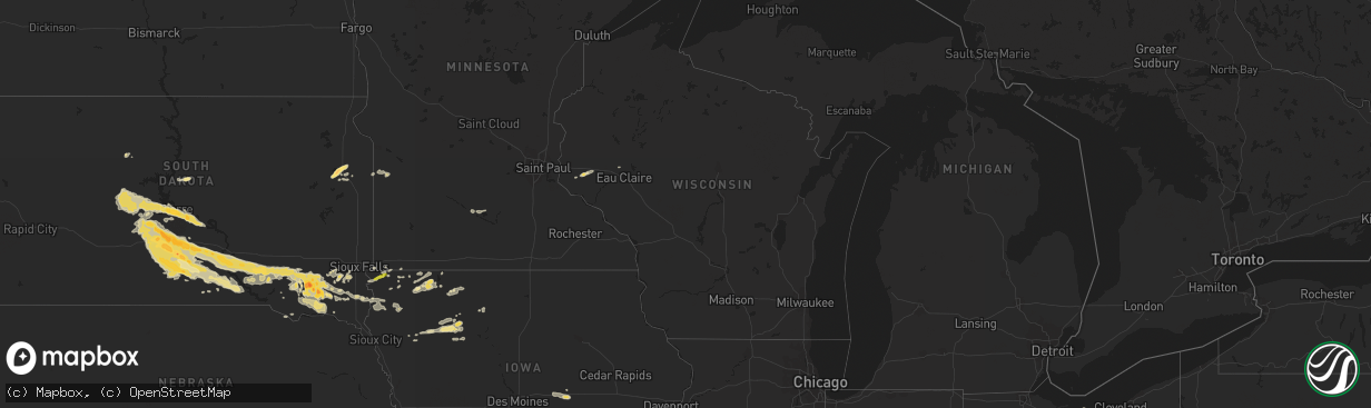 Hail map in Wisconsin on August 21, 2017