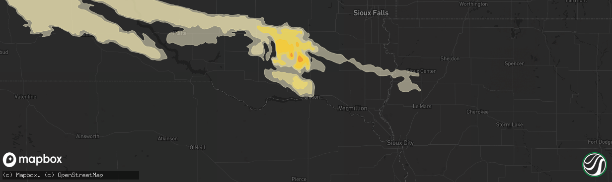 Hail map in Yankton, SD on August 21, 2017