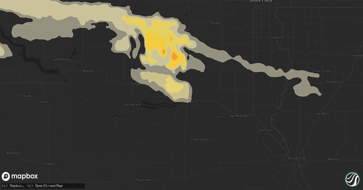 Hail map in Yankton, SD on August 21, 2017