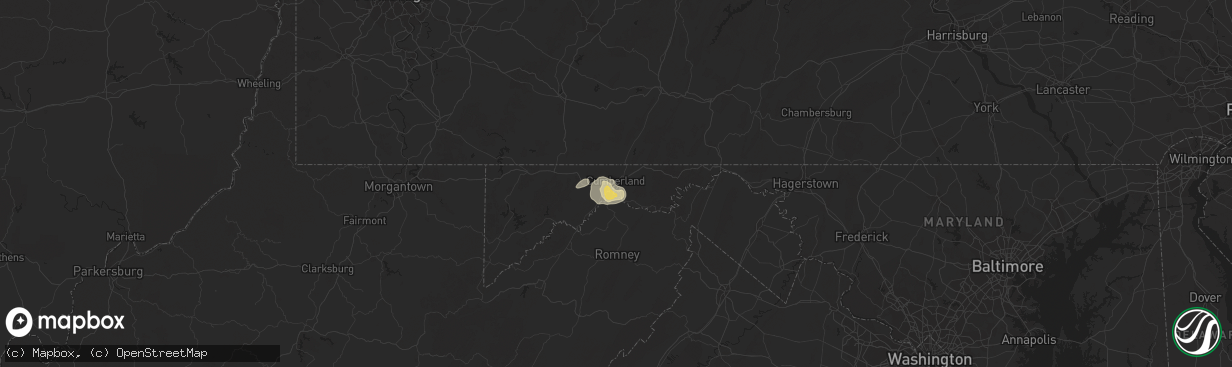 Hail map in Cumberland, MD on August 21, 2018