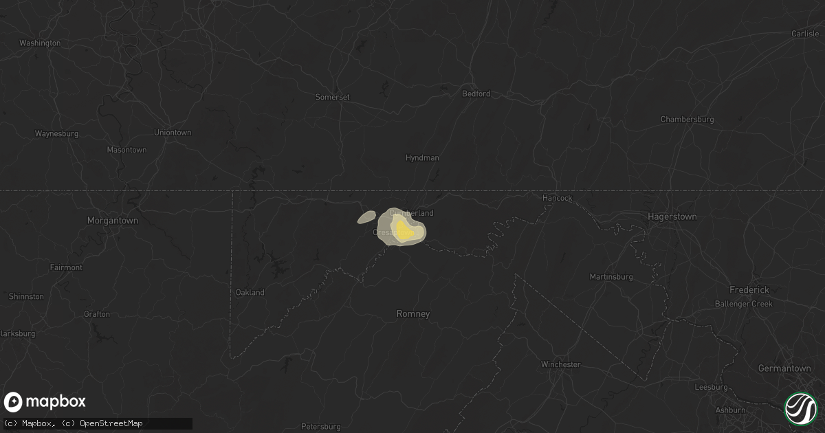 Hail map in Cumberland, MD on August 21, 2018