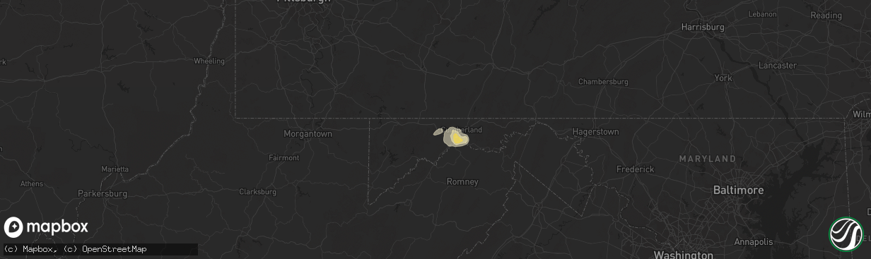 Hail map in Frostburg, MD on August 21, 2018