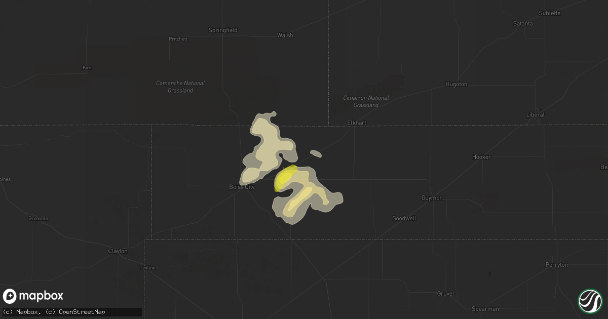 Hail map in Keyes, OK on August 21, 2018