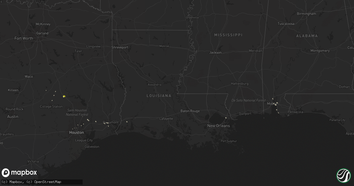 Hail map in Louisiana on August 21, 2018
