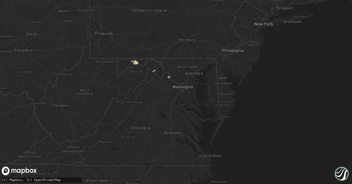 Hail map in Maryland on August 21, 2018