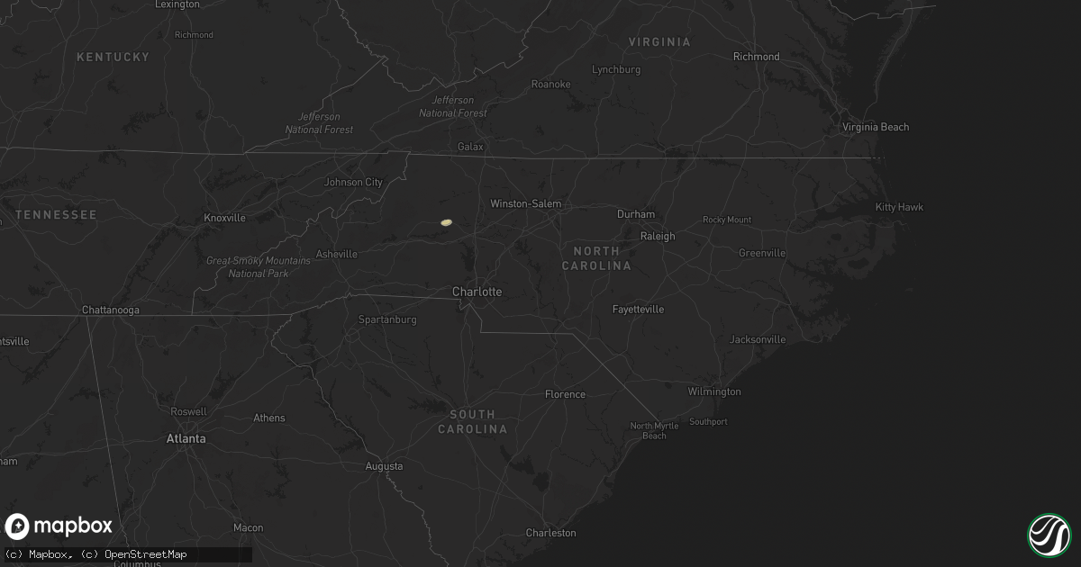 Hail map in North Carolina on August 21, 2018