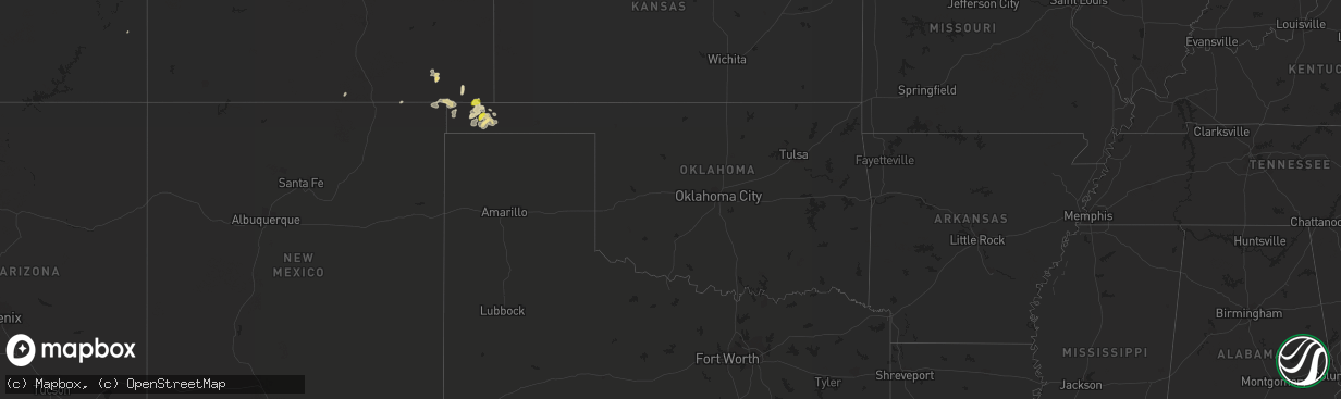 Hail map in Oklahoma on August 21, 2018