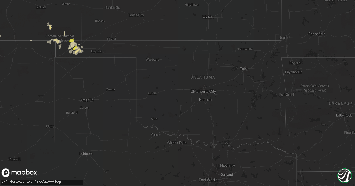 Hail map in Oklahoma on August 21, 2018