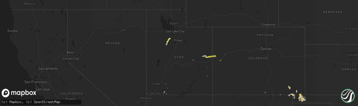 Hail map in Utah on August 21, 2018