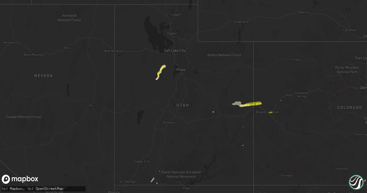 Hail map in Utah on August 21, 2018