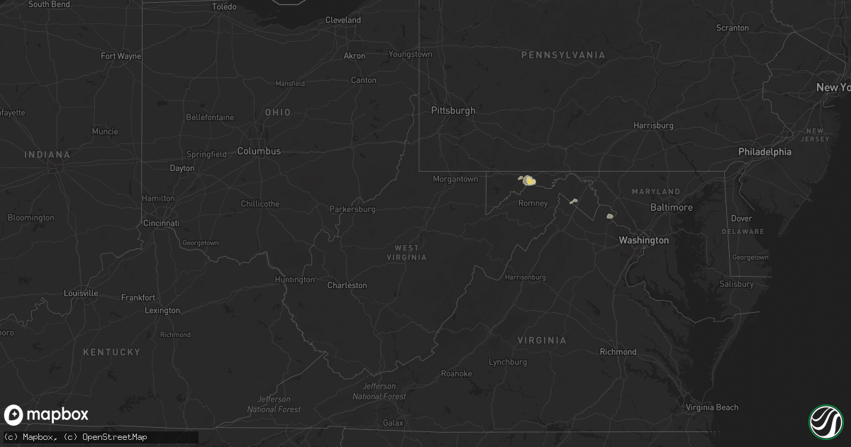 Hail map in West Virginia on August 21, 2018