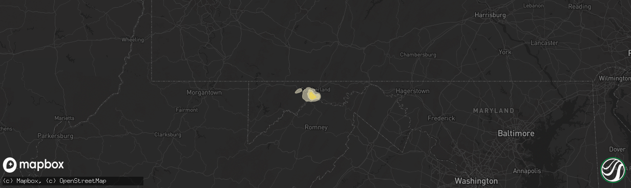 Hail map in Wiley Ford, WV on August 21, 2018