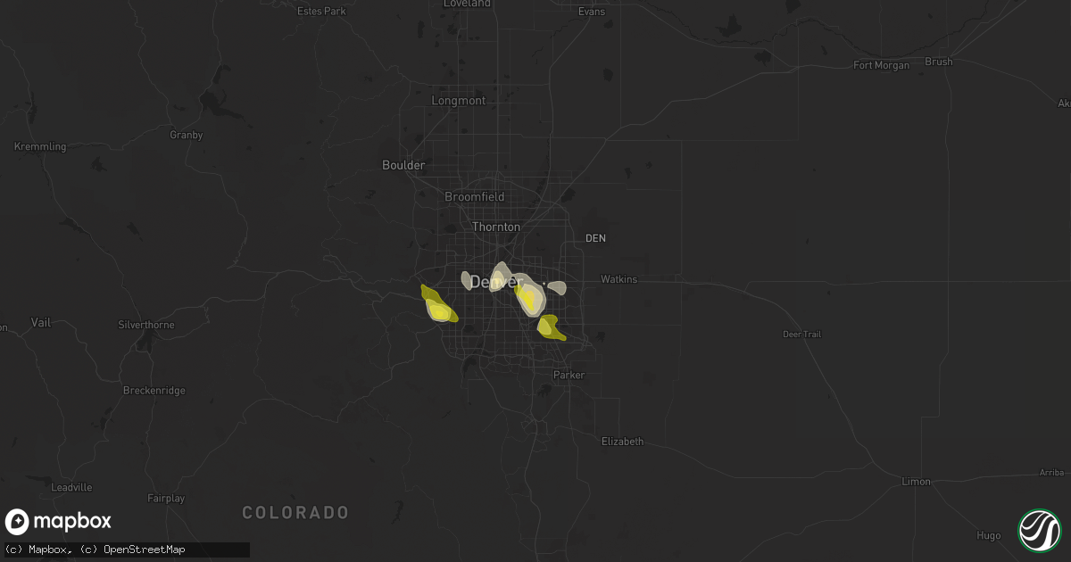Hail map in Aurora, CO on August 21, 2019