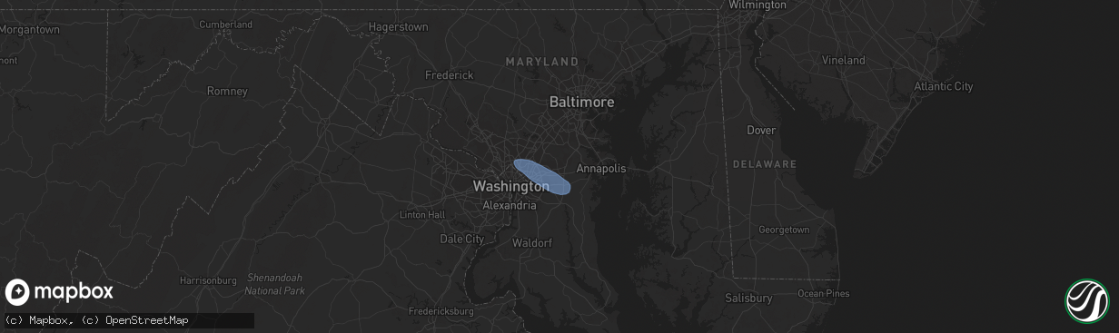 Hail map in Bowie, MD on August 21, 2019