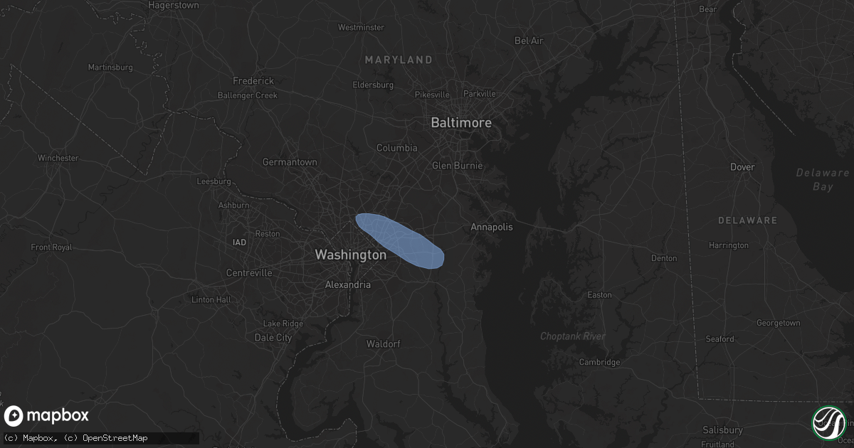 Hail map in Bowie, MD on August 21, 2019