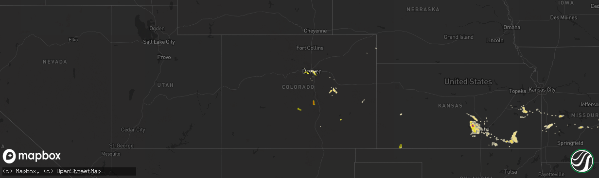 Hail map in Colorado on August 21, 2019