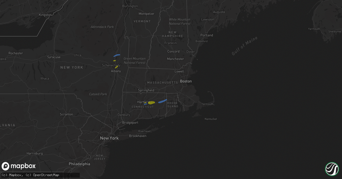 Hail map in Connecticut on August 21, 2019