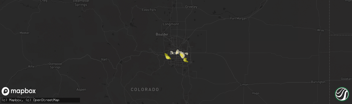 Hail map in Denver, CO on August 21, 2019