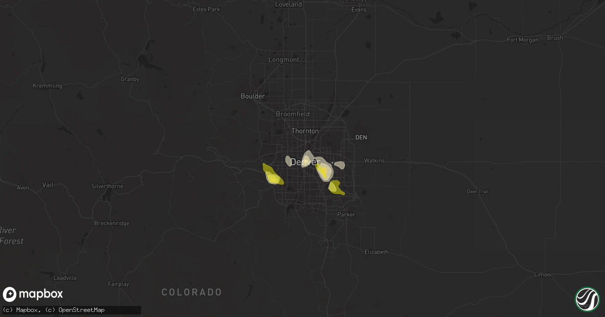 Hail map in Denver, CO on August 21, 2019