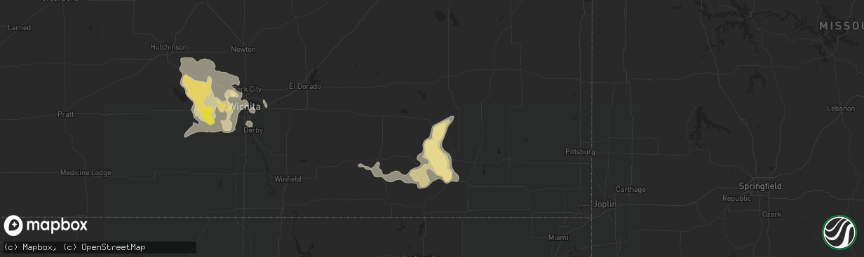 Hail map in Fredonia, KS on August 21, 2019