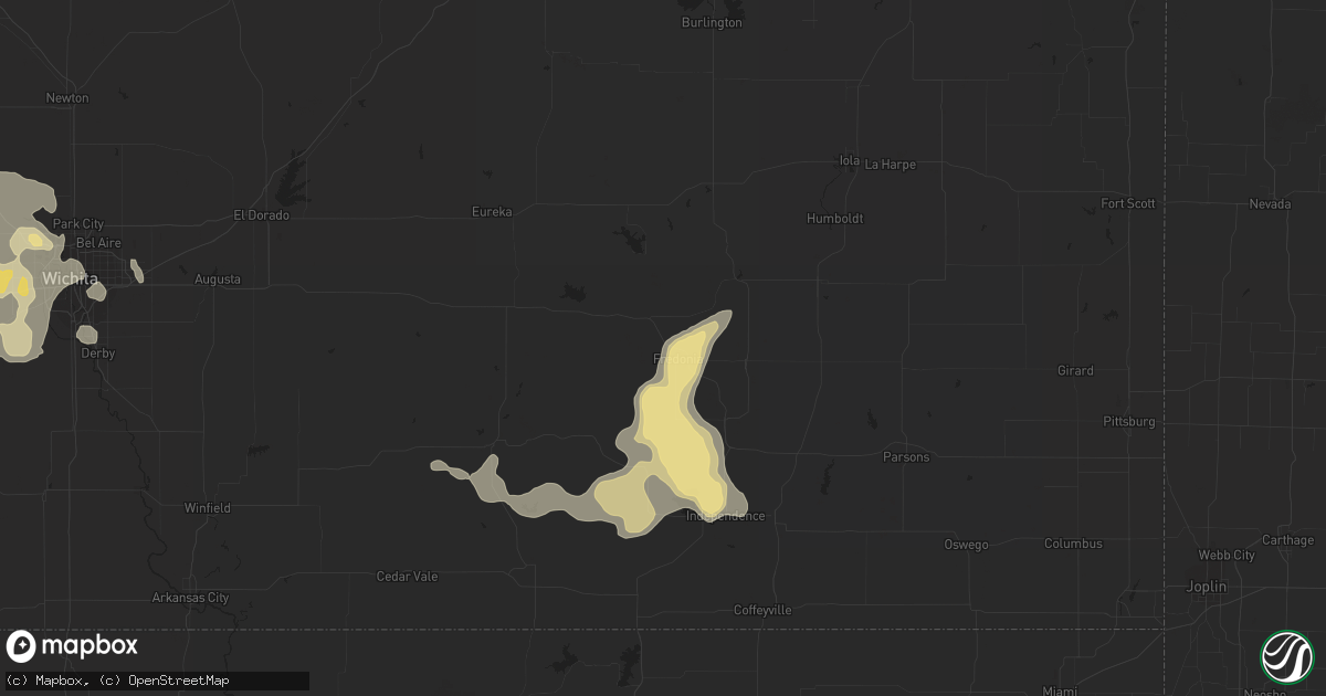 Hail map in Fredonia, KS on August 21, 2019