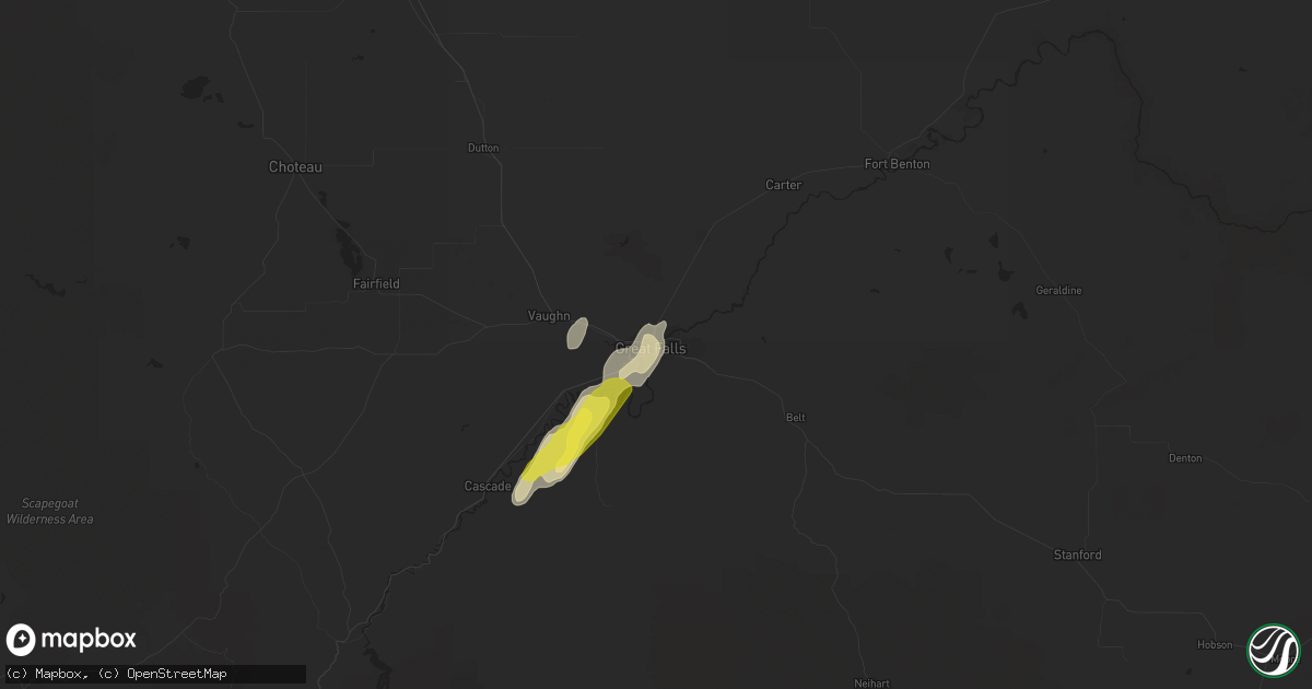 Hail map in Great Falls, MT on August 21, 2019