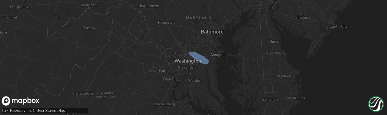 Hail map in Hyattsville, MD on August 21, 2019