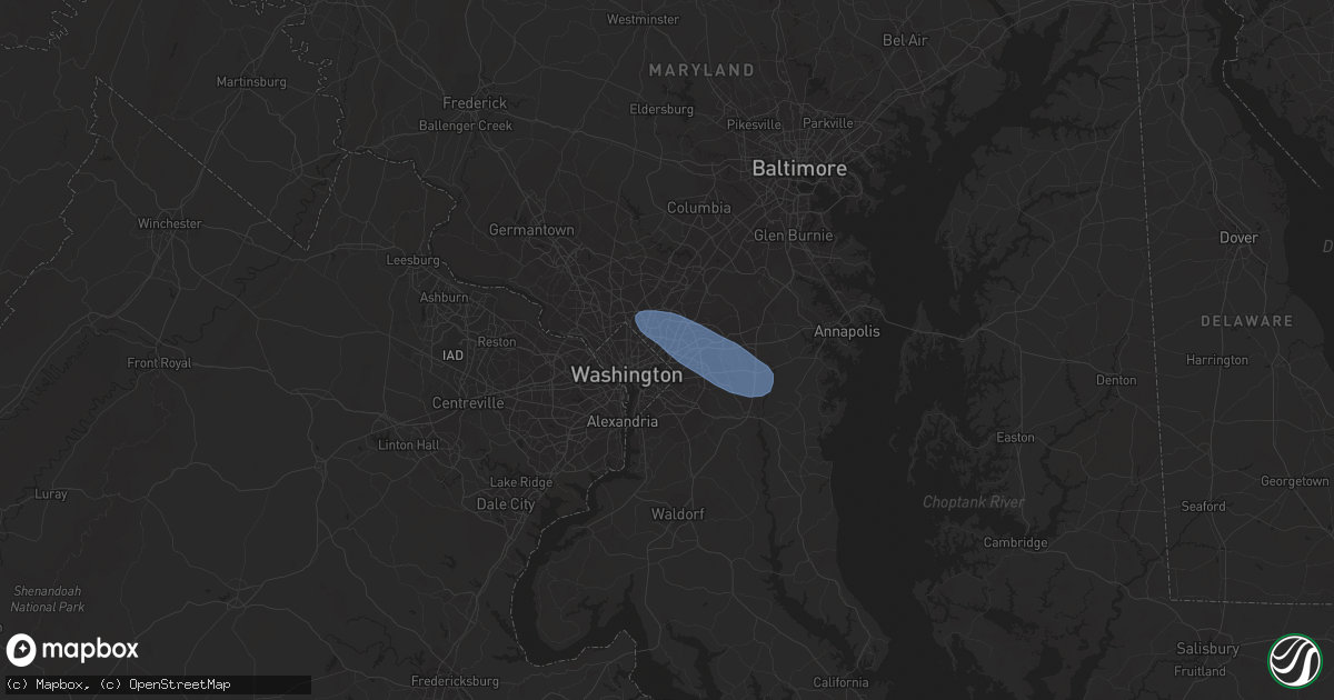 Hail map in Hyattsville, MD on August 21, 2019