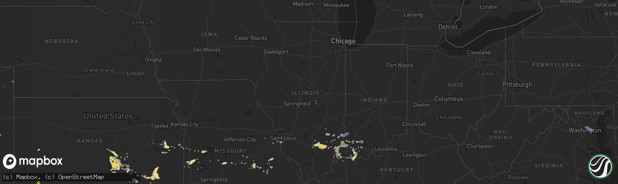 Hail map in Illinois on August 21, 2019