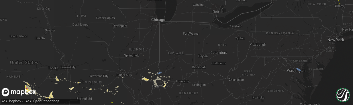 Hail map in Indiana on August 21, 2019