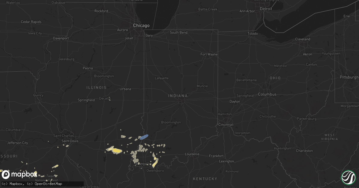 Hail map in Indiana on August 21, 2019